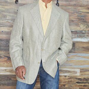 Brooks Brothers 100% Linen Houndstooth Multicolor Blazer Jacket 42R